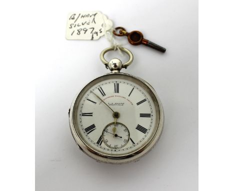 JG Graves; a hallmarked silver open-face pocket watch, the enamel face set with Roman numerals and subsidiary seconds dial, B