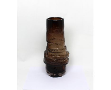 A Whitefriars bark design pewter colour vase, height 28cm. CONDITION REPORT No apparent damage.