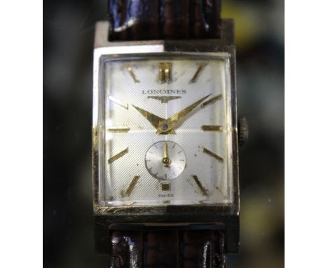 Longines; a gentlemen's c1940s tank-style dress watch, high grade seventeen-jewel Calibre 9LT manual-wind movement, 10kt gold