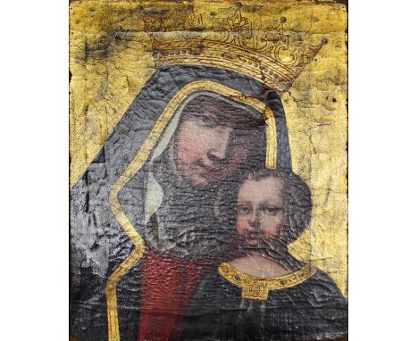 UNATTRIBUTED; 19th century oil on canvas, Madonna with child, unsigned, 31 x 24cm, in gilt frame. Reputedly originally from t