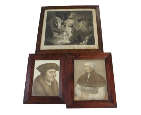 After Rev M R Peters RA; monochrome mezzotint engraving by William Ward 'The Gamesters', approx 44 x 49cm, framed and glazed,