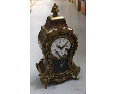 A late 19th century French boullework eight-day mantel clock, the white enamel dial marked for Henri Marc, Paris, height 29cm
