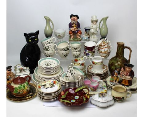 A large quantity of 20th century decorative ceramics to include part tea services, ceramic cats, figurines etc (2).