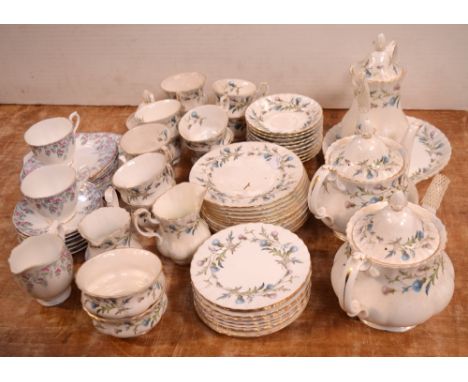 A Royal Albert 'Brigadoon' pattern part dinner/tea service and a further 'Rosedrop' pattern part tea service.