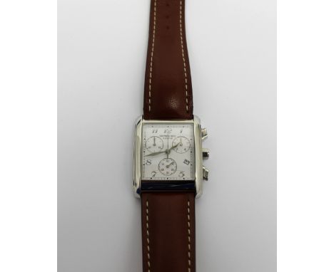Raymond Weil; a gentlemen's Chronographic No.4873 tank-style wristwatch, the white dial set with Arabic numerals, date apertu