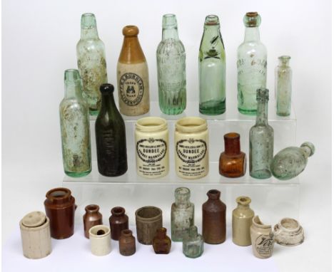 A collection of vintage bottle to include Strawson & Co, a Burslem stone bottle, various other stone bottles etc.