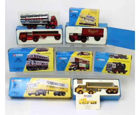Corgi Classics; a selection of boxed diecast model commercial vehicles, to include 'Ferrymasters AEC box Trailer Set', no.213