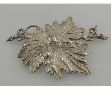 A William IV silver wine label, 'Whiskey', of cast vine leaf form, lacking chain, hallmarked Birmingham 1832, maker Joseph Wi