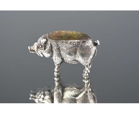 An Edwardian silver novelty pin cushion, modelled in the form of a standing pig, with cushion pad, Adie &amp; Lovekin Ltd., B