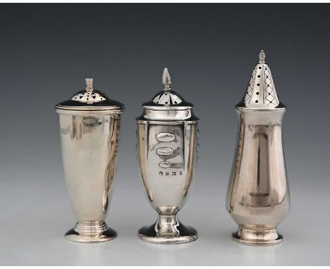 An Edwardian silver caster, the body decorated with panels of graduated oval lozenges, William Hutton &amp; Sons, Birmingham 