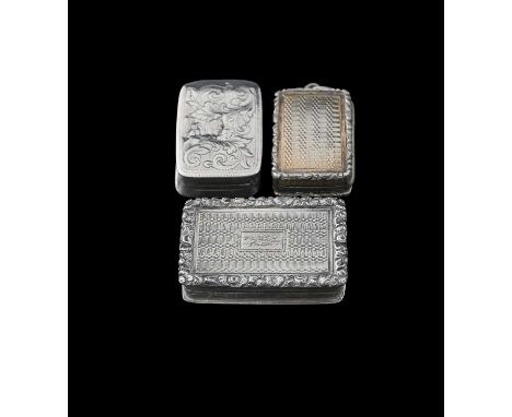 A William IV silver Vinaigrette, rectangular form with wave and diamond-shaped engine turning, Joseph Bettridge, Birmingham 1