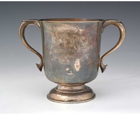 An Elizabeth II silver two-handled trophy cup, "1938 Vickers (Aviation) Ltd., Golfing Society, The Wellesley Cup", "Non-Stop 