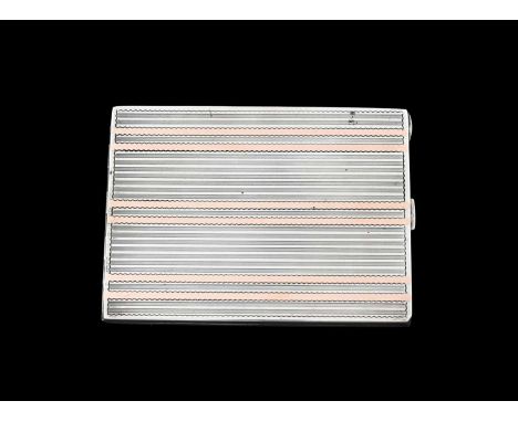 Hermes, a twentieth-century silver cigarette case, of rectangular form, the exterior decorated with engine-turning, and alter