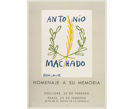 Picasso (Pablo, after) Antonio Machado, poster, offset lithograph printed in colours, on wove paper, with margins, 625 x 450 