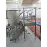 Stainless Steel Work Platform with stairs, 30" W X 136" L platform, 4-stairs, chemgrate tops, 6' W X