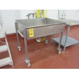 Stainless Steel Hopper Portable, 33" W X 39" L X 21" D, sloped, 3" bottom outlet (Required Loading