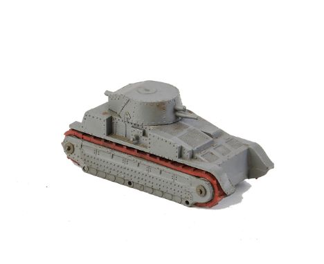 A Pre-War Dinky Toys 22f Army Tank, grey body, ‘Dinky Toys’ cast in, red tracks, G-VG, tracks perished but present