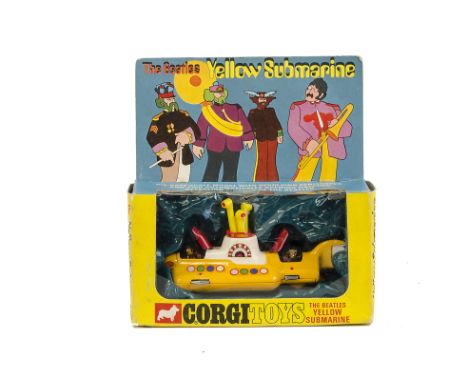 A Corgi Toys 803 The Beatles Yellow Submarine, yellow/white body, red hatches, in original window box with Corgi Club leaflet