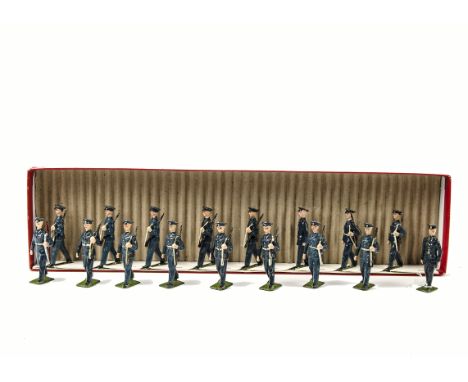 Two Britains sets 2044 US Army Air Corps, marching with slung rifles with officer, 1959 version G (16)
One arm loose. Small a