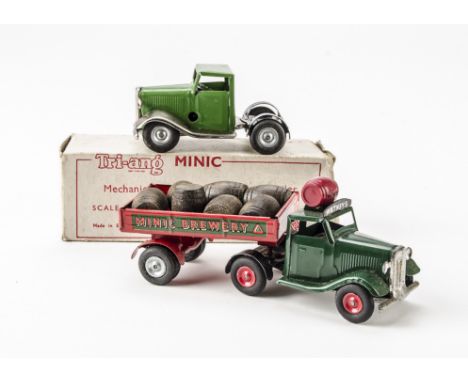 Tri-ang Minic post-war Brewery Vehicles: 72M Brewery Lorry and Trailer, in original lain white box with red print, 119M Watne