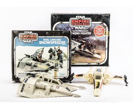 Vintage Star Wars Palitoy ESB Battle Damaged X-Wing Fighter, Kenner ESB Rebel Armoured Snowspeeder Vehicle, both complete in 