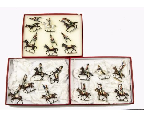 Mignot recent production 6 pce boxed sets the French 4th Light Horse Regiment 1812 (2), 5 pce set 1st Light Horse, total 17 p