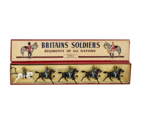 Britains set 2055 Confederate Cavalry, in ROAN box, G in G box
Chips to the paint on the figures shoes, bayonets and hands. V