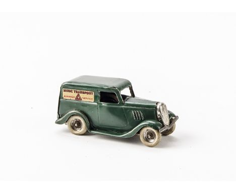 A Tri-ang Minic 2M Ford light Van, in green, G-VG, tyres flat