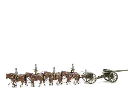 Unboxed Toy Army Workshop British Field Gun with limber, 8 horse team and 5 pce crew, VG