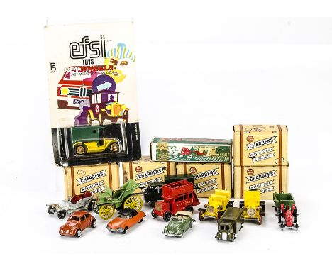 Charbens Miniature Series, No.2 Spyker (2), No.3 Old Bill Bus, No.8 Rolls, No.7 Panhard, Master Models Wee World Tractor & Tr