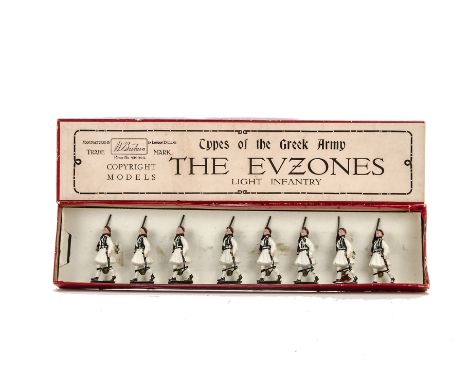 Britains set 196 Evzones Marching at the Slope, in white uniforms, in original box, F in G box
all pieces complete, chips to 