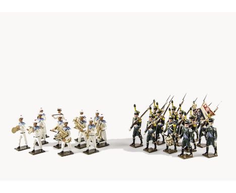 Mignot recent production 12 pce sets Italian Light Infantry Beauharnais Regiment 1810, and Marines Band, VG/Mint in VG/Mint b