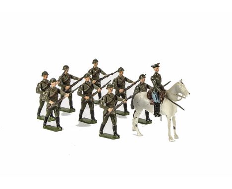 Britains set 2032 Red Army Infantry, advancing in steel helmets, together with mounted officer from set 2028 G (9)
One bayone