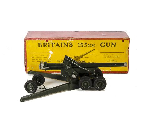 Britains 2064 155mm Gun, 1950s version, aluminium ammunition, in original box, G in P box
Several pieces of ammunition missin