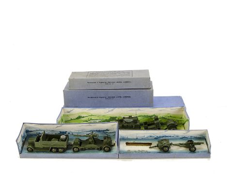 Pre-War Dinky Toy Military Sets, 161 Mobile Anti-Aircraft Unit, 151 Royal Tank Corps Medium Tank Set, 162 18-Pounder Quick Fi