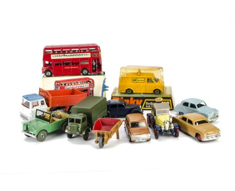 Dinky Toys Cars & Commercials, including 40j Austin Somerset, light blue body, mid-blue hubs, 178 Mini Clubman, 1913 Morris O