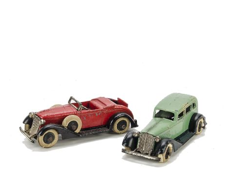 Pre-War Tootsietoy No.513 Graham Sedan, light green body, black chassis, 611 Graham Roadster, red body, black chassis, F-G, t