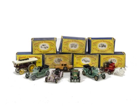 Matchbox Models Of Yesteryear, including 1st Series No.8 Morris Bullnose, No.5 Le Mans Bentley, No.9 Fowler’s Showman’s Engin