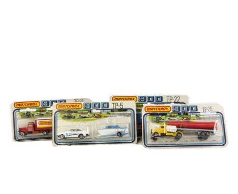 Matchbox Superfast Twin Packs & 900 Series, TP-5 Ford Escort RS2000 (white) and Boat, TP-24 Promotional Container Truck with 