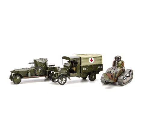 Boxed Toy Army Workshop World War 1 vehicles, French FT17 tank, Maudsley Ambulance, Rolls Royce armoured car, VG (3)