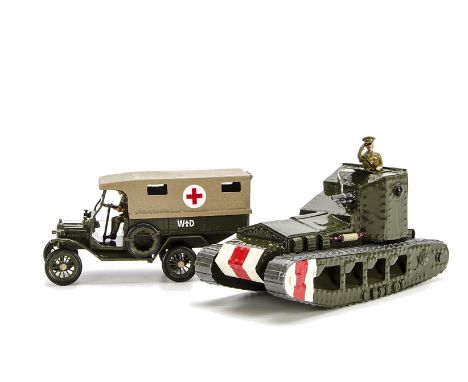 Boxed Toy Army Workshop World War 1 vehicles, Whippet A tank and Model T Ambulance and driver, VG (2)