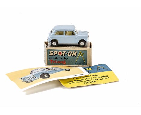 A Tri-ang Spot-On No.211 Austin 7 Mini, light blue body, cream interior, in original box with collector card and club leaflet