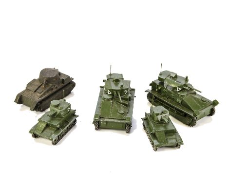 A Pre-War Dinky Toys (Hornby Series) 22f Army Tank, formerly green and orange, repainted black, ‘Hornby Series’ cast-in, with