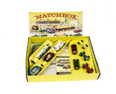 Matchbox Series Grand Prix Racetrack Gift Set G-4, comprising No.M1 BP Auto Tanker, No.13c Ford Thames Wreck Truck, BPW, No.1