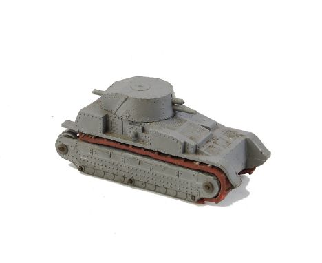 A Pre-War Dinky Toys 22f Army Tank, grey body, ‘Dinky Toys’ cast in, red tracks, G-VG, tracks perished but present