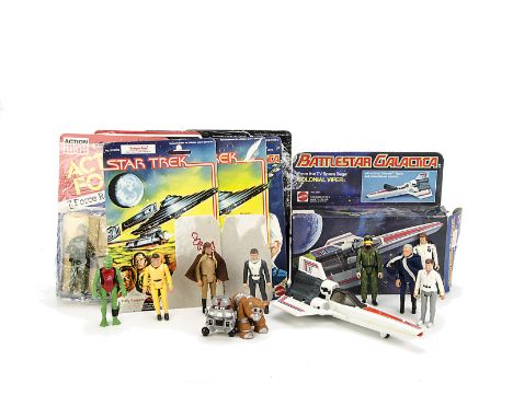 1970s-80s Action Figures, including Buck Rogers Twiki, Buck Rogers, Action Force Night Patrol, Z Force Radio Operator, Helico