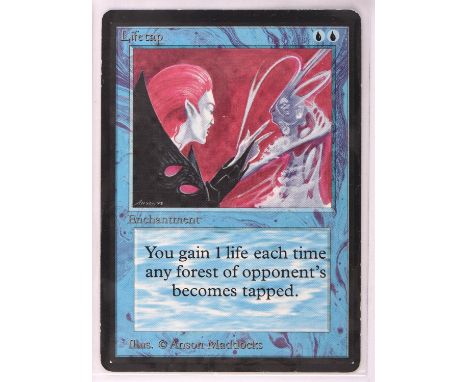 Magic the Gathering TCG. Lot of 17 blue cards from Beta set including: Creature Bond, Invisibility, Jump, Lifetap, Merfolk of