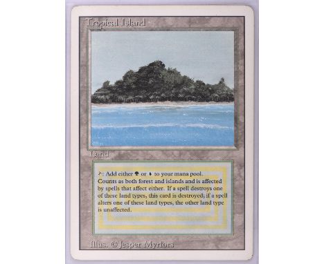 Magic the Gathering TCG. Tropical Island, Revised. Dual Land card. Condition Report:  Excellent condition.  