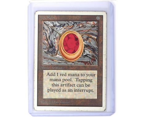 Magic the Gathering TCG. Mox Ruby, Unlimited. One of the 'Power Nine' Magic The Gathering Cards. Condition Report:  Played co