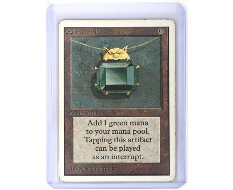 Magic the Gathering TCG. Mox Emerald, Unlimited. One of the 'Power Nine' Magic The Gathering Cards. Condition Report:  Light 